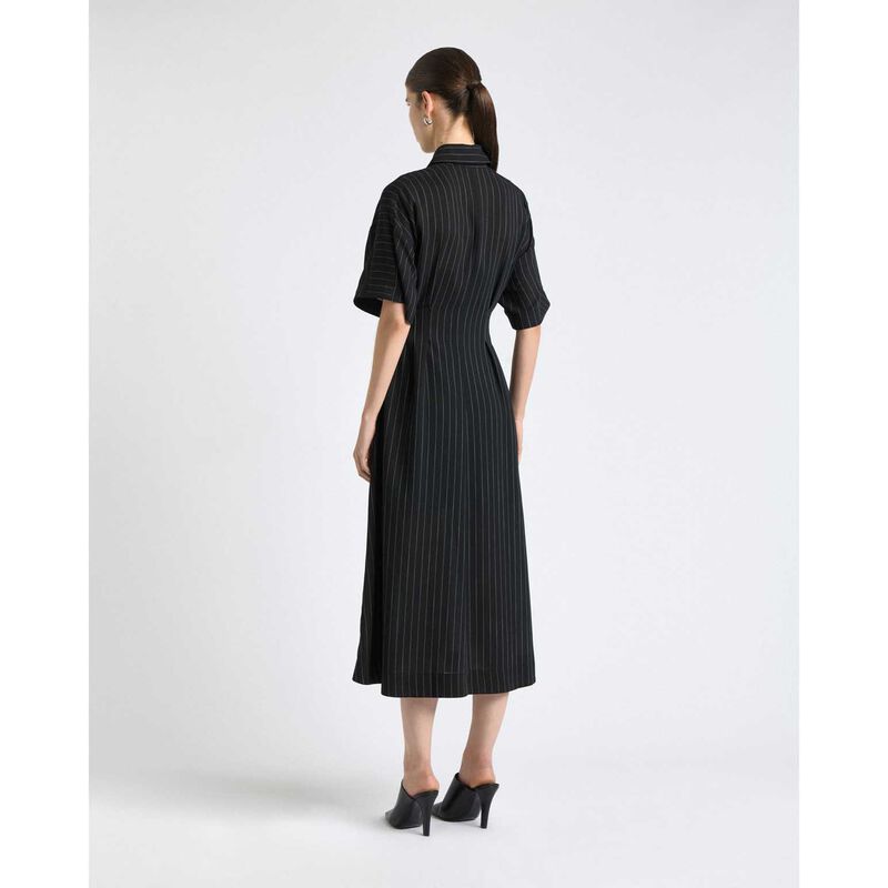 Cue Sheer Stripe Zip Front Midi Dress image number 1
